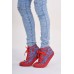 Embroidered Sneakers "Jeans Ornament Red"
